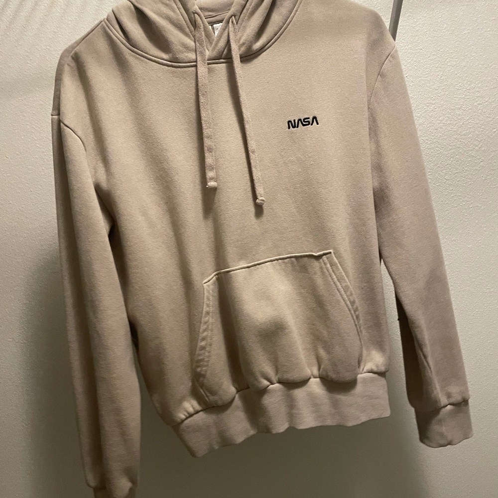 Nude color/ beige hoodie. Nasa logo. H&M